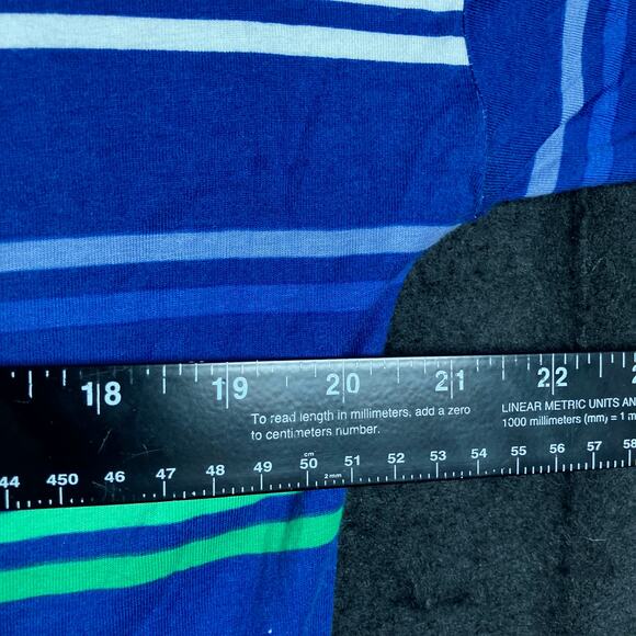 T By Talbots Women Shirt Blue Striped Boat Neck Cross Back Long Sleeve Stretch L - Picture 8 of 12